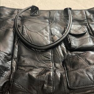 Black Leather Tote Bag - I used it to carry my laptop